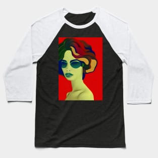 Lady On Red Baseball T-Shirt